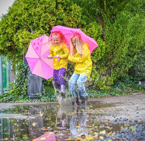 Spelende kinderen in een plas